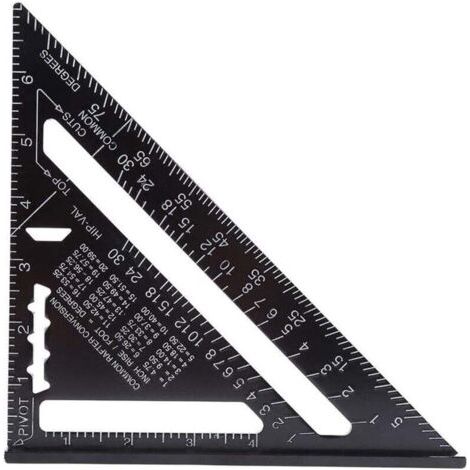 BUNTHAUS 7-Zoll-Winkelmesser/Winkeldreieck aus Aluminium (metrisch/imperial) mit hochpräziser Winkelmessung und schwarzer Oxidbeschichtung für Schreiner