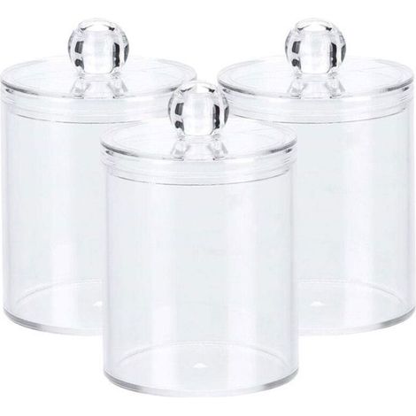 Organizzatore per trucchi - Non specificato - Set di 3 - Barattoli da farmacia da 280 ml - Trasparenti - Plastica spessa