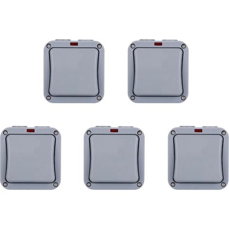 5X Interrupteur ÉLectrique Mural IP66 220V LumièRe Etanche Bouton de SéCurité sur Off avec Fixation Nuit dans L'Alimentation Pc(A) (1/3)