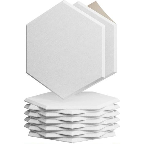panneaux décoratifs insonorisants autocollants d'isolation acoustique hexagonaux en de x cm 12pc 26 30 15 0 9 fibre polyester blancs (1/5)