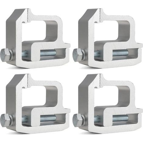 Lot de 4 fixations pour barres de toit et supports de capote de pick-up - Argent (1/5)