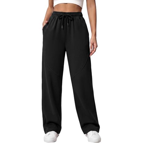 Jogging Femme Pantalon Taille Haute Droit avec Cordon (1/5)