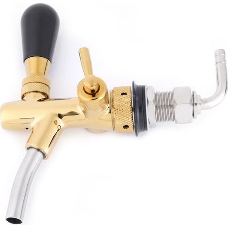 Grifo de cerveza ajustable de acero inoxidable G5/8 con varilla de grifo (dorado) (1/4)