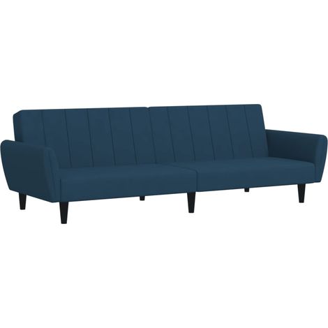 vidaXL Canapé-lit à 2 places Bleu Velours (1/5)