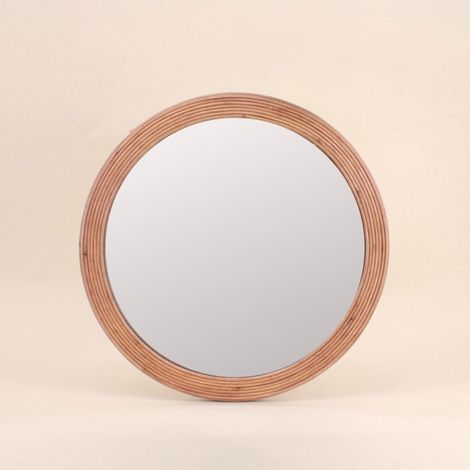 Miroir rond contour rotin 45cm