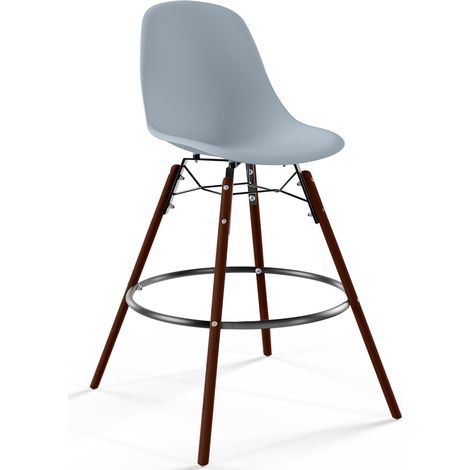 Bar Stool - Scandinavian Design - Dark Wood Legs - Skögur Light grey (1/5)