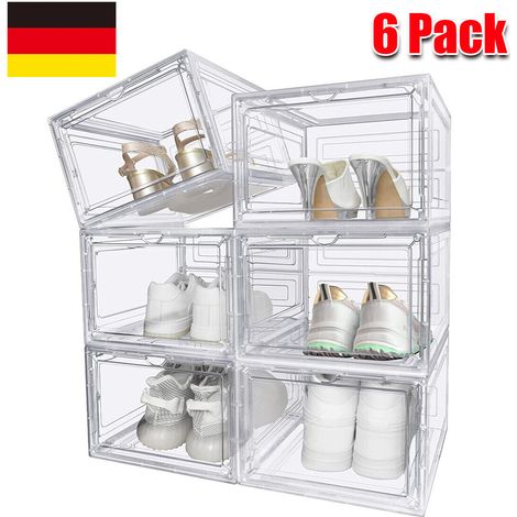 6er-Pack transparente Schuhaufbewahrungsboxen aus robustem Kunststoff, stapelbar (1/5)