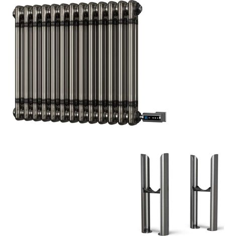 Alpha - Raw Metal Column Electric Radiator H500mm x W592mm 2 Column 300w Thermostatic WIFI - Feet Included (1/2)
