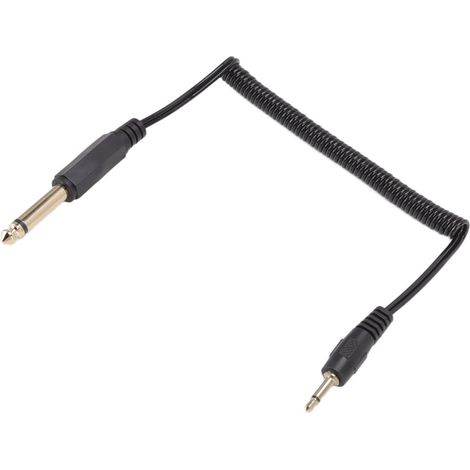 Câble spiralé plaqué or rétractable 6,35 mm vers 3,5 mm, adaptateur audio portable Plug and Play pour PC, ordinateur portable et lecteur MP3 (prise mono mâle vers prise mono mâle 3,5 mm). (1/5)