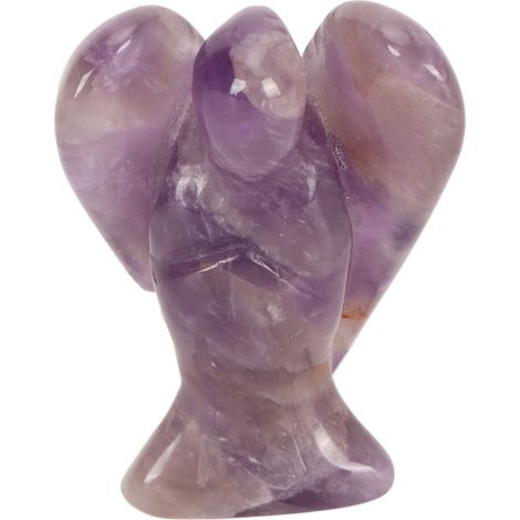 Ange En Pierre Sculptée - Figurine De Méditation Et Guérison - Cristal Artificiel Violet - Pour Poche Et Décoration - 1 Pièce (1/5)