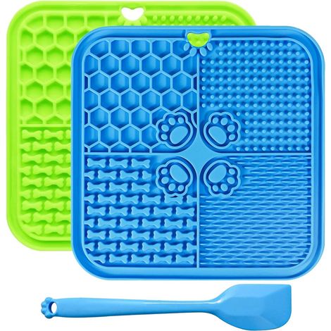 Lot de 2 tapis à lécher pour chien avec ventouses, tapis à lécher pour chiens, tapis de nourriture pour animaux de compagnie et gamelle à alimentation lente pour soulager l'anxiété, jouets (1/5)