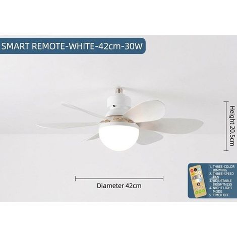 Ventilatore a 6 pale bianco da 30W [42 cm] con luce tricolore variabile