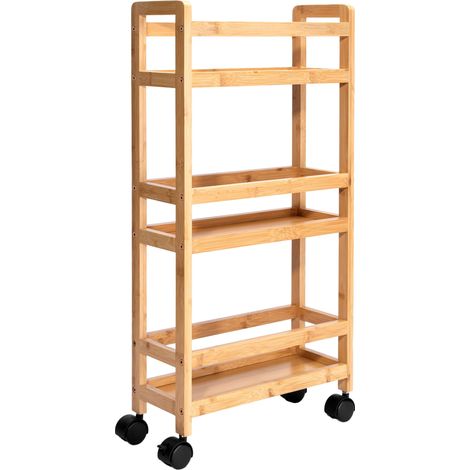 Étagère Inaki en bambou sur roulettes, 3 niveaux, naturelle (1/5)