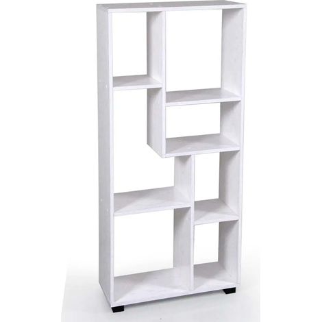 Atena Bücherregal 60 x 24 x 127 cm in Weiß mit asymmetrischen Fächern