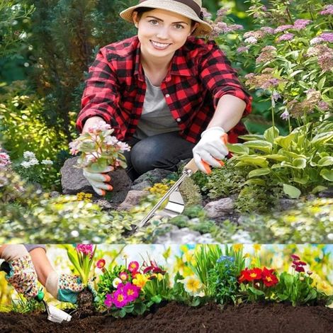 Diserbante manuale, diserbante in acciaio inox, diserbante a mano per giardinaggio, utilizzato per diserbare rapidamente terreni e giardini, forca per radici manuale a forma di Y (1/4)