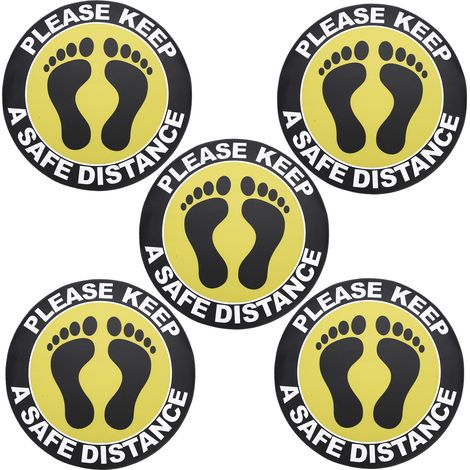 Lot de 5 autocollants de sol pour la signalisation de distance de sécurité (magasins, hôpitaux) - Référence : XG008 (1/5)