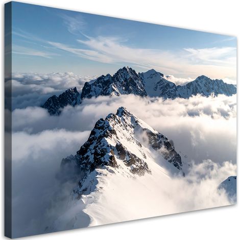 Wandbild Schneebedeckte Berggipfel Panorama 90x60 cm