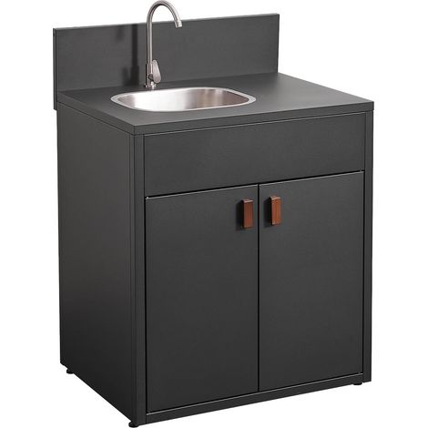 sweeek - Außenküche aus Stahl mit Spüle und 2 Türen B 80 cm