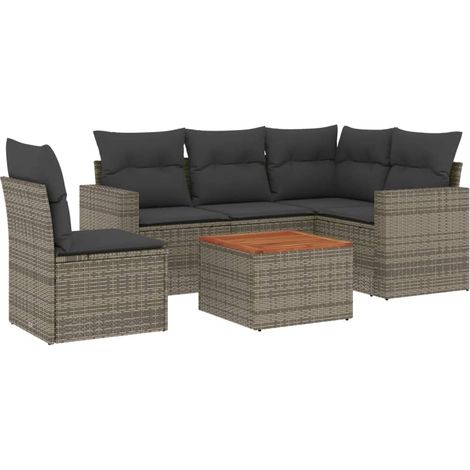 Maison Exclusive - 6-tlg. Garten-Sofagarnitur mit Kissen Grau Pol