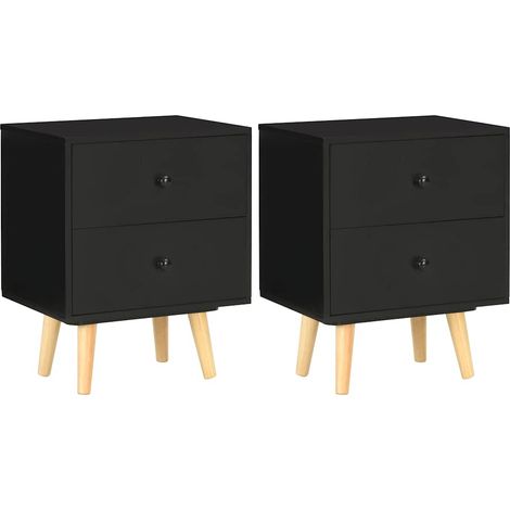 vidaXL Mesitas de noche 2 unidades madera maciza pino negro 40x30x50cm (1/5)