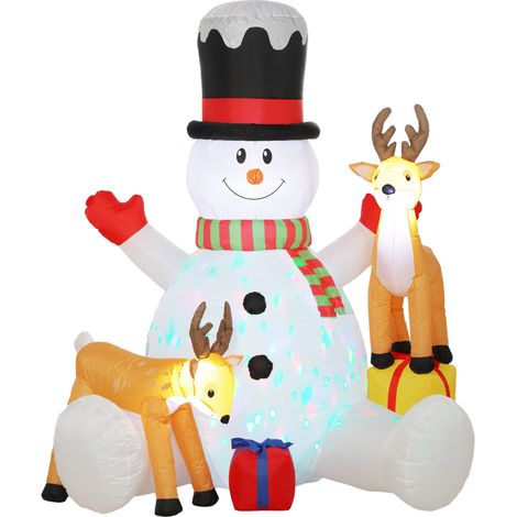 Outsunny 7ft Giant Christmas Inflatable Snowman with 2 Reindeer (1/5)
