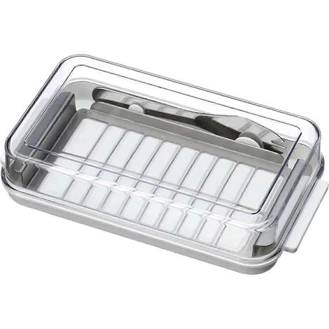 Beurre boîte rangement 2 dans 1 beurrier avec transparent couvercle et coupe beurre slicer coupe boîte rectangular (1/5)