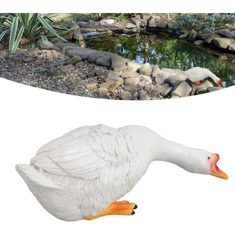 Figura decorativa de ganso de resina, estatua de jardín para piscina, jardín, césped, patio, decoración exterior, regalo de bienvenida divertido, para sentarse y contemplar [Escultura de animal realis (1/5)