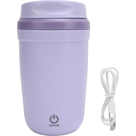 Tazza automescolante da 350 ml/12 oz, tazza elettrica ricaricabile in acciaio inox, adatta per latte, cacao, ufficio, cucina, viaggi, ecc. - Viola