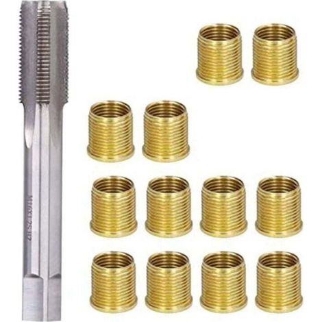 Outils de RéParation Filetage Bougie D'Allumage, D'Allumage en Acier avec Inserts M14X1,25 et Kit Taraudage M16X1,25 (1/4)