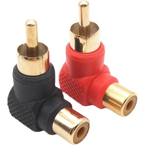 Rechtwinkliger RCA-Klinken-Audio-Adapter, 1 Schwarz, 1 Rot, für Stereo-Audio oder AV-Video, 2 Stück (1/5)