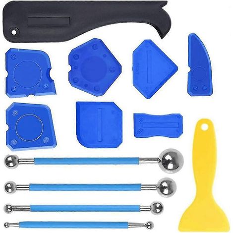 Lisseur de joints en silicone, ensemble de 13 outils de calfeutrage, finition des joints de carrelage, lissage des joints de carrelage en acier pour couloirs et allées (1/5)