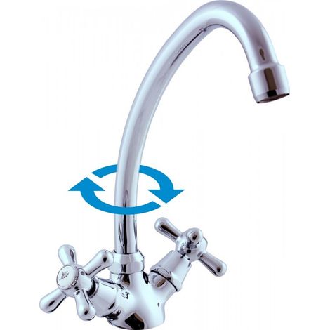 Mélangeur lavabo haut MORAVA à bras pivotant en laiton chromé (1/3)