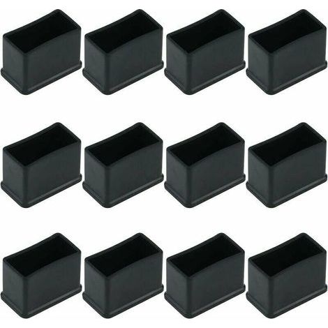 Lote de 12 protectores rectangulares de fieltro de goma para patas de mesa o silla - Negro, 15 x 30 mm. (1/4)