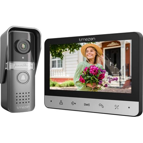 Système de vidéophone, écran de 7 pouces, caméra CMOS, angle de vision de 110 degrés, réponse mains libres, design résistant aux intempéries (1/5)