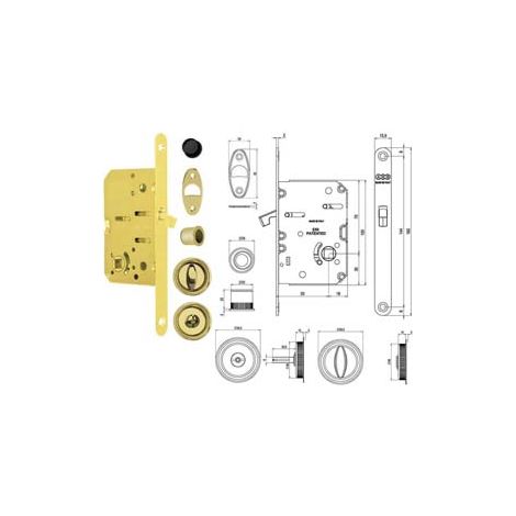 KIT A SERRATURA NOTTOLINO SCIVOLA TRE PORTE SCORREVOLI B.TONDO OT. LU.- - mm.50 (B04934.50.03) - 1 pezzi AGB