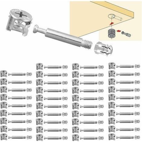 40 Set Raccord de Came Ø15mm Connexion de Panneaux D'armoires de Meubles M6X40mm Connecteur D'armoire à Raccords Excentriques pour Meuble Table Armoires H167 (1/5)