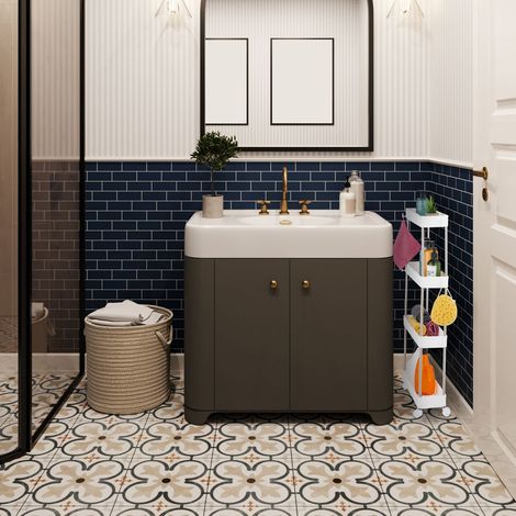 Carrello bianco a 4 ripiani per riporre gli oggetti in cucina o in bagno