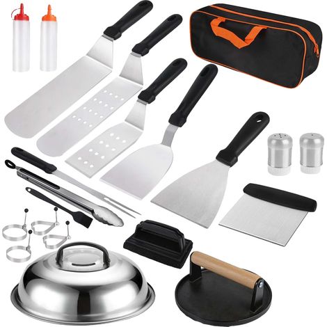 Kit d'accessoires de gril à barbecue, ensemble d'outils de 29 pièces, design ergonomique, 29pcs/ensemble (1/5)