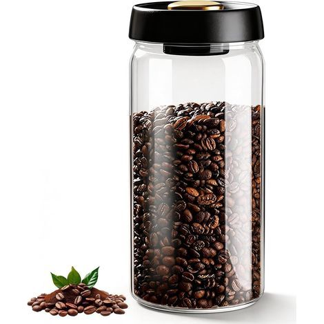 Luftdichter Behälter für Kaffee, 1800 ml transparenter Vakuumbehälter zur Aufbewahrung von Tee, Nüssen, Getreide, Bohnen, Teemehl (1/5)