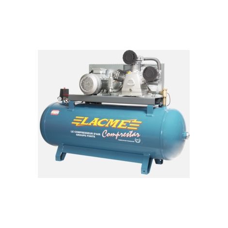 Compresseur fixe Lacmé Comprestar 3042B 42m³/h triphasé 300L 12bar tricylindre en W fonte 40WB biétagé gros débit
