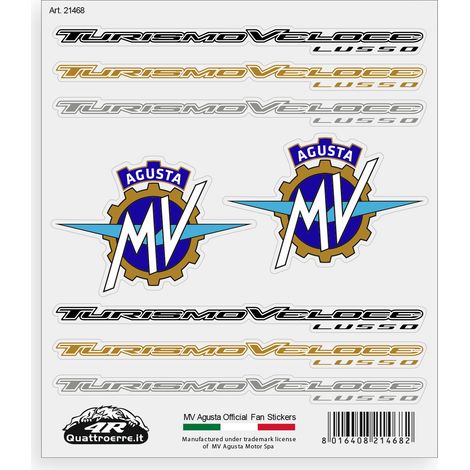 Adesivi per MV Agusta Turismo Veloce Lusso – Set 8 Sticker Presagomati, Resistenti ad Acqua e Raggi UV, Made in Italy, Licenza Ufficiale, Foglio 160 x 135 mm (1/5)