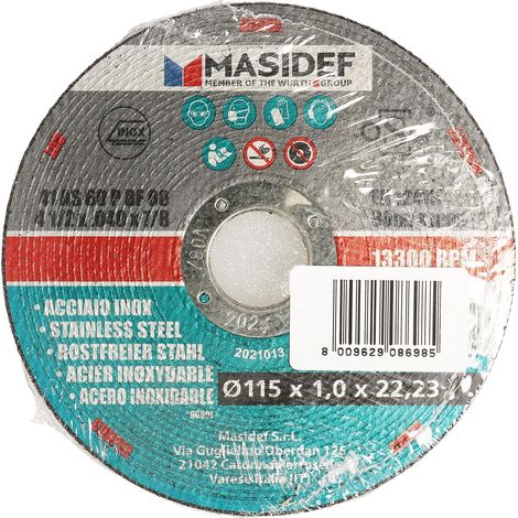 Disco taglio D.115x1,0mm acciaio inox set 5pz (1/4)