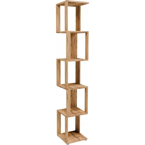Mensola CR3-T10 in legno di wotan per decorazioni, libri e foto, mobiletto per soggiorno e ufficio. (1/4)