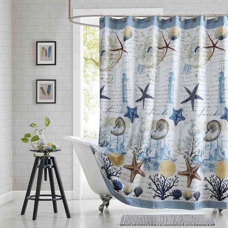 Rideau de douche en tissu style plage, rideau de douche sous-marin, rideau de douche plage pour salle de bain