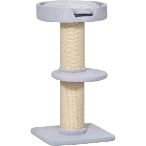 Arbre à chat, capacité de charge 30 kg, avec griffoir et plateforme, en sisal bleu clair, 45 x 45 x 91 cm Ce produit est (1/5)