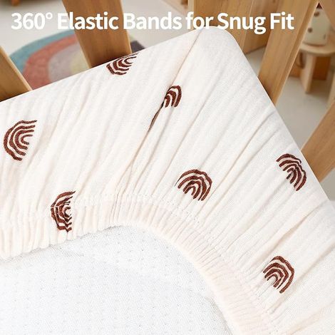 Drap Housse 70x140 cm, Mousseline de Coton Drap Housse Lit Bebe, Protege Matelas Bebe Lits Bébé, Lit de Voyage et Lit D'appoint (1/2)