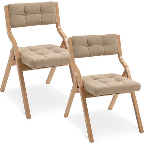 Lot 2 chaises pliantes kaki - Coussins bois - Pratiques et faciles à utiliser - Pour invités, bureau, mariage, fête - Gain de place (1/5)