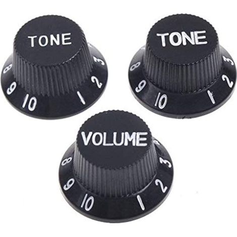 Boutons de commande de guitare - 1 volume - 2 tons - Compatible avec les pièces de guitare électrique de style Fdstrat Stratocaster (noir) (1/5)