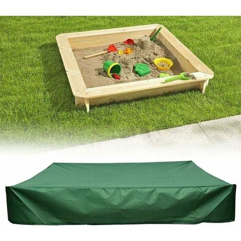 Couverture de bac à Sable Anti-poussière avec Cordon de Serrage, bâche carrée en Tissu Oxford pour bac à Sable, Piscine, Jardin ou Ferme(Vert,120120cm) (1/4)