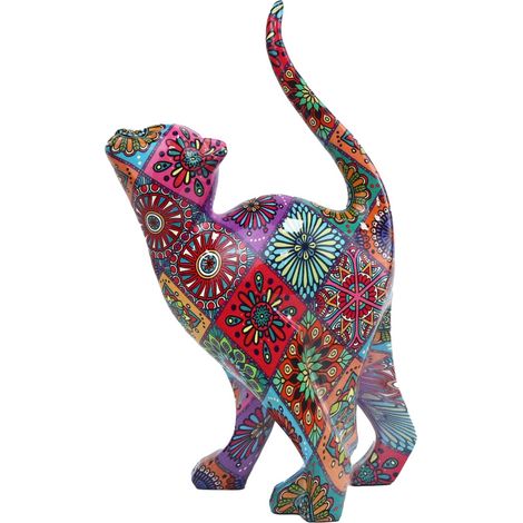Figura di gatto in resina rossa 31 cm x 9 cm x 17 cm